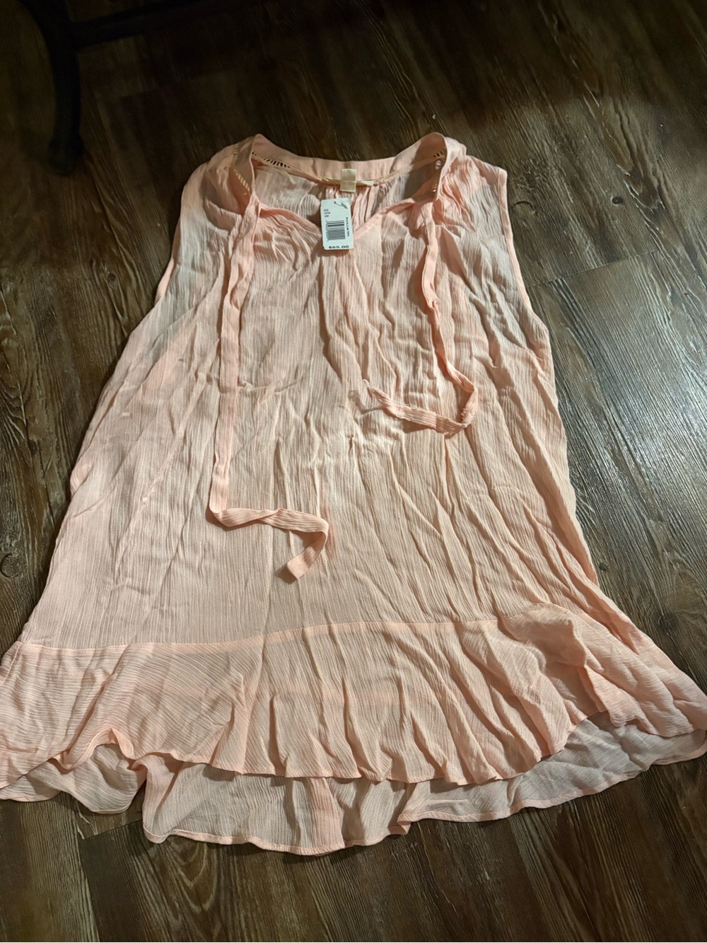 Light Pink Women's Sleeveless Ruffle-Hem Chemise